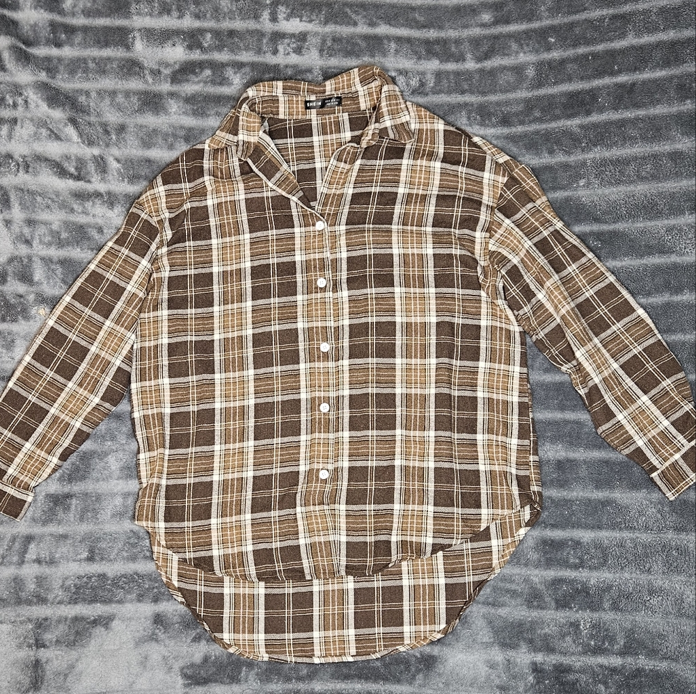 Brown Plaid Button Up Shirt